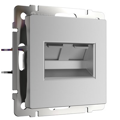 Розетка двойная Ethernet RJ-45 серебряный W1181106 a051523 - фото 312278