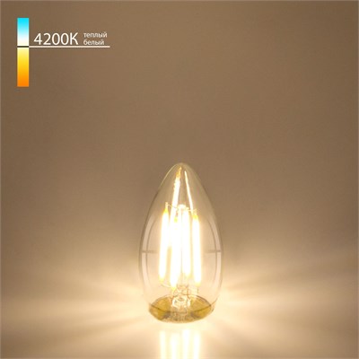 Филаментная светодиодная лампа &quot;Свеча&quot; C35 9W 4200K E27 (C35 прозрачный) BLE2706 a048283 - фото 314917