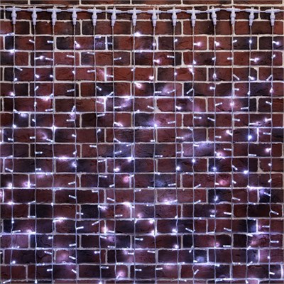 Гирлянда Занавес 2х9м 1200 LED БЕЛЫЙ прозрачный ПВХ IP65 эффект мерцания 230В соединяется, нужен блок 303-500-1 235-695