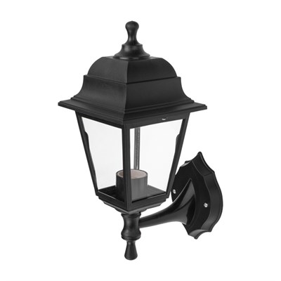 Светильник садово-парковый НБУ 04-60-001 У1 "Леда", настенный, черный, стекло прозрачное, четырехгранный, под лампу Е27 LAMPER 602-305