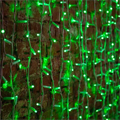 Гирлянда светодиодная Занавес 2х1,5м 360 LED ЗЕЛЕНЫЙ белый КАУЧУК IP67 постоянное свечение 230В блок в комплекте NEON-NIGHT 237-114 - фото 82147