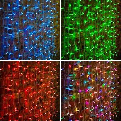 Гирлянда светодиодная Занавес 2х1,5м 300 LED RGB прозрачный ПВХ IP65 для свечения с динамикой 230В нужен контроллер 245-908 NEON-NIGHT 245-309 - фото 82163