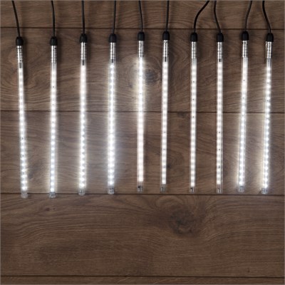 Гирлянда Тающие сосульки комплект 10 шт. х 30см, шаг 100см, 420 LED БЕЛЫЙ, черный каучук, IP65, 24В, соединяется NEON-NIGHT 256-425 - фото 82284
