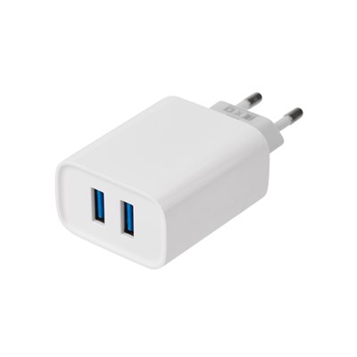 Сетевое зарядное устройство для iPhone/iPad REXANT 2 x USB, 5V, 2.4 A, белое 16-0276 - фото 85853
