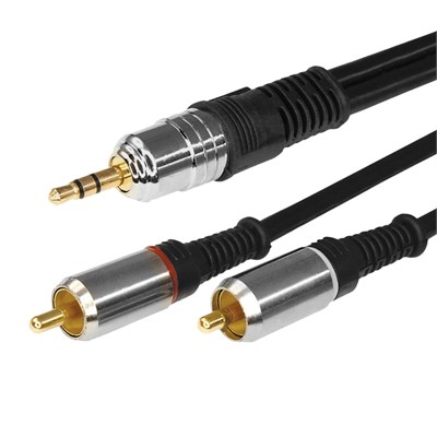 Шнур Стерео 3,5мм - 2 RCA, 5м, Gold-металл REXANT 17-4225 - фото 86044