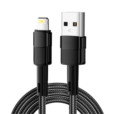 Кабель USB-A – Lightning для Apple, 2,4А, 1м, в черной нейлоновой оплетке REXANT 18-7060 - фото 86407