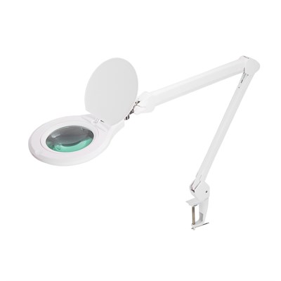 Лупа на струбцине круглая 5D с подсветкой 72 SMD, сенсорный регулятор яркости, ø152мм, белая REXANT 31-0532 - фото 87110