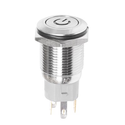 Кнопка  антивандальная Ø16 250В Б/Фикс (5с) (ON)-OFF плоская подсв/синяя POWER  REXANT 36-3244 - фото 87459