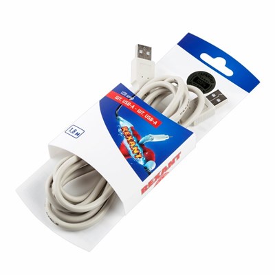 Кабель шт. USB-А – шт. USB-A, 2,4А, 1,8м, ПВХ, серый REXANT 06-3152 - фото 90641