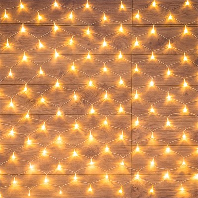 Гирлянда Сеть 1,5х1,5м, прозрачный ПВХ, 96 LED Теплый белый 215-106 - фото 95156