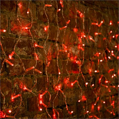 Гирлянда светодиодная Занавес 2x0,8м 160 LED КРАСНЫЙ прозрачный ПВХ IP65 постоянное свечение 230В блок в комплекте NEON-NIGHT 235-102 - фото 95264