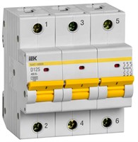 Выкл. авт. ВА47-100МА без тепл. расцеп. 3P 125А 10кА D IEK MVA43-3-125-D