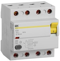 УЗО ВД1-63 4Р 63А 100мА тип А IEK MDV11-4-063-100