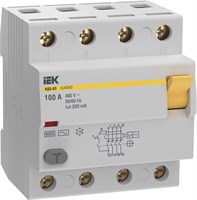 УЗО KARAT ВД3-63 4P 100А 300мА 6кА тип AC IEK MDV20-4-100-300