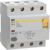 УЗО KARAT ВД3-63 4P 50А 100мА 6кА тип A IEK MDV21-4-050-100