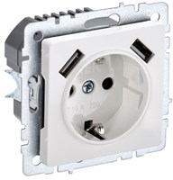 BRITE Роз. с з/к/ш 16А с USB A+A 2,1А РЮш10-1-БрБ бел. IEK BR-R14-16-U21-D21-K01