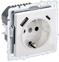BRITE Роз. с з/к/ш 16А с USB A+C 18Вт РЮш11-1-БрБ бел. IEK BR-R14-16-U22-018-K01