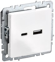 BRITE Роз. USB A+C 18Вт РЮ11-1-БрБ бел. IEK BR-U22-018-K01