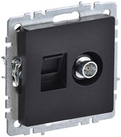 BRITE Роз. двойная TV+RJ45 кат.5E РТВ/РК12-БрЧ черн. IEK BR-AK20-1-K02