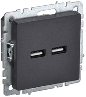 BRITE Роз. USB A+A 3,1А РЮ10-1-БрЧ черн. IEK BR-U21-D31-K02