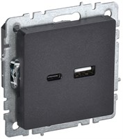 BRITE Роз. USB A+C 18Вт РЮ11-1-БрЧ черн. IEK BR-U22-018-K02