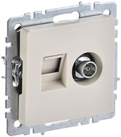 BRITE Роз. двойная TV+RJ45 кат.5E РТВ/РК12-БрКр беж. IEK BR-AK20-1-K10