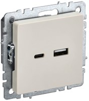 BRITE Роз. USB A+C 18Вт РЮ11-1-БрКр беж. IEK BR-U22-018-K10