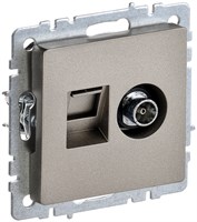 BRITE Роз. двойная TV+RJ45 кат.5E РТВ/РК12-БрШ шамп. IEK BR-AK20-1-K37