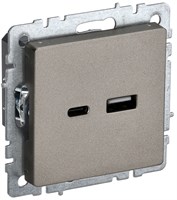 BRITE Роз. USB A+C 18Вт РЮ11-1-БрШ шамп. IEK BR-U22-018-K37
