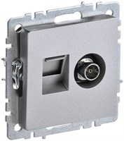 BRITE Роз. двойная TV+RJ45 кат.5E РТВ/РК12-БрА алюм. IEK BR-AK20-1-K47