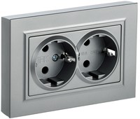 BRITE Роз. 2-я с з/к без з/ш 16А в сб. РС12-3-БрА алюм. IEK BR-R21-16-K47-F