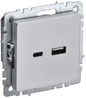BRITE Роз. USB A+C 18Вт РЮ11-1-БрА алюм. IEK BR-U22-018-K47