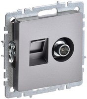 BRITE Роз. двойная TV+RJ45 кат.5E РТВ/РК12-БрС сталь IEK BR-AK20-1-K46