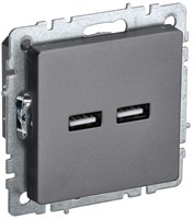 BRITE Роз. USB A+A 3,1А РЮ10-1-БрС сталь IEK BR-U21-D31-K46