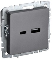 BRITE Роз. USB A+C 18Вт РЮ11-1-БрС сталь IEK BR-U22-018-K46