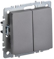 BRITE Выключ. 2-кл. 10А ВС10-2-0-БрС сталь IEK BR-V20-0-10-K46