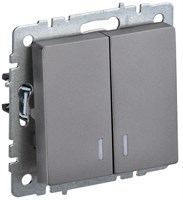 BRITE Выключ. 2-кл. с инд. 10А ВС10-2-1-БрС сталь IEK BR-V20-1-10-K46