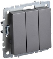 BRITE Выключ. 3-кл. 10А ВС10-3-0-БрС сталь IEK BR-V30-0-10-K46