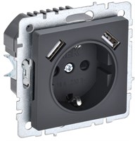 BRITE Роз. с з/к/ш 16А с USB A+A 2,1А РЮш10-1-БрГ граф. IEK BR-R14-16-U21-D21-K53