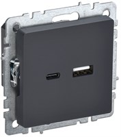 BRITE Роз. USB A+C 18Вт РЮ11-1-БрГ граф. IEK BR-U22-018-K53