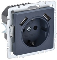 BRITE Роз. с з/к/ш 16А с USB A+A 2,1А РЮш10-1-БрМ мар. IEK BR-R14-16-U21-D21-K35