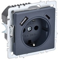 BRITE Роз. с з/к/ш 16А с USB A+C 18Вт РЮш11-1-БрМ мар. IEK BR-R14-16-U22-018-K35