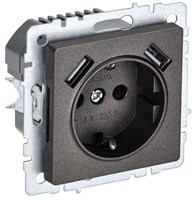 BRITE Роз. с з/к/ш 16А с USB A+A 2,1А РЮш10-1-БрТБ бр. IEK BR-R14-16-U21-D21-K45