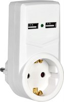 Адаптер Т-01/01 1 место 2P+PE 16А 2хUSB 2,1A белый IEK WTP10-16-01-ZKU-K01