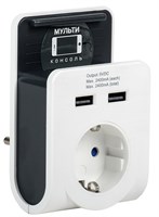Адаптер Т-02/01 1 место 2P+PE 16А 2хUSB 2,4А белый IEK WTP11-16-01-Z-K01