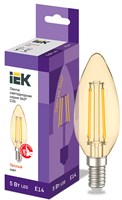 Лампа LED C35 свеча золото 5Вт 230В 2700К E14 серия 360° IEK LLF-C35-5-230-30-E14-CLG