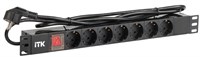 ITK PDU 7 роз. нем.ст. с выкл 1U каб.2м вилка нем.ст ПВХ чер PH12-7D1-P