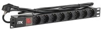 ITK PDU 8 роз. нем.ст. с выкл 1U каб.2м вилка нем.ст ПВХ чер PH12-8D1-P