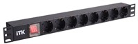 ITK PDU 8 розеток нем. ст, с LED выкл, 1U, без шнура, вх. С14 PH12-8D3
