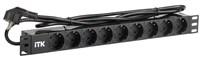 ITK PDU 9 розеток нем. ст, 1U, шнур 2м вилка нем. ст ПВХ чер PH22-9D1-P